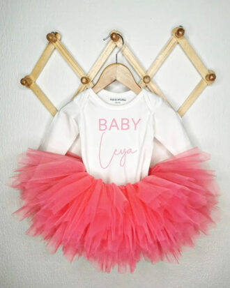 Body personnalisé manches longues BABY + PRENOM Rose