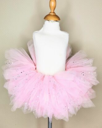 Tutu court "Rose poudré pailleté"