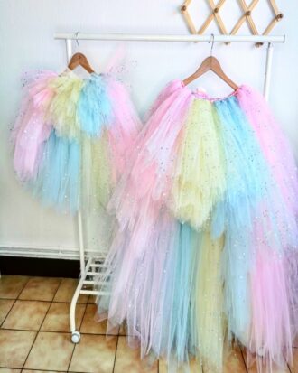 Tutu asymétrique "Arc en ciel pailleté"