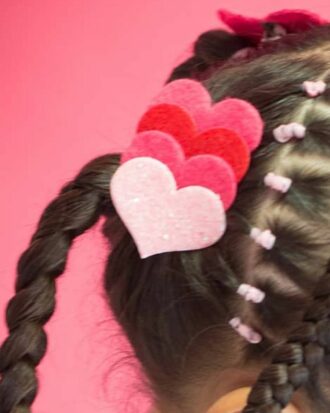 Barrette Coeurs rosés