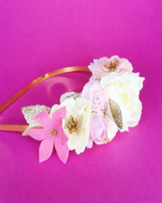 Serre-tête fleuri Blush doré