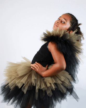 col en tulle noir et latte