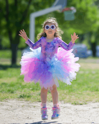 Tutu court Arc en ciel ( rose violet bleu )