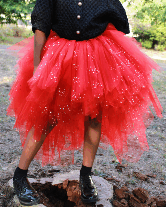 tutu rouge pailleté asymétrique tutu rouge pailleté asymétrique