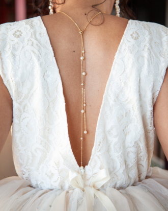 Haut Dentelle Mariée BEIGE - Atelier Mariage - Dos Nu