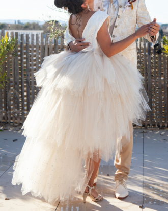 Tutu asymétrique - BEIGE CHAMPAGNE PAILLETÉ 