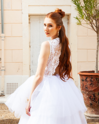 Haut Dentelle Mariage BLANC - Dos dévoilé
